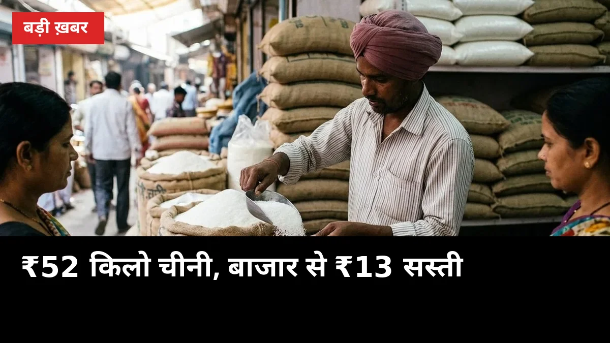 ₹52 किलो चीनी: बाजार से ₹13 सस्ती, लखनऊ के इस केंद्र पर मिलेगी — जानें पता और टाइमिंग