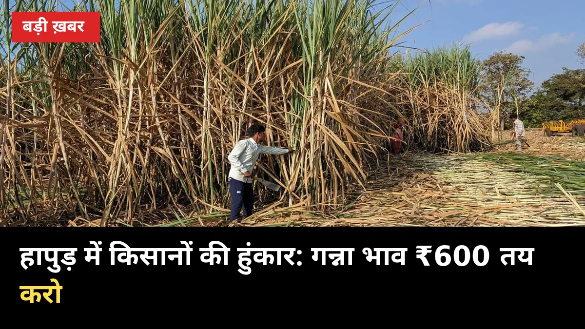 हापुड़ में किसानों की हुंकार: गन्ना भाव ₹600 तय करो, नहीं तो गांव-गांव फैलेगा आंदोलन