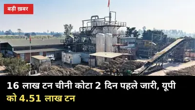 दिवाली से पहले बड़ा फैसला: 16 लाख टन चीनी कोटा 2 दिन पहले जारी, यूपी को 4.51 लाख टन